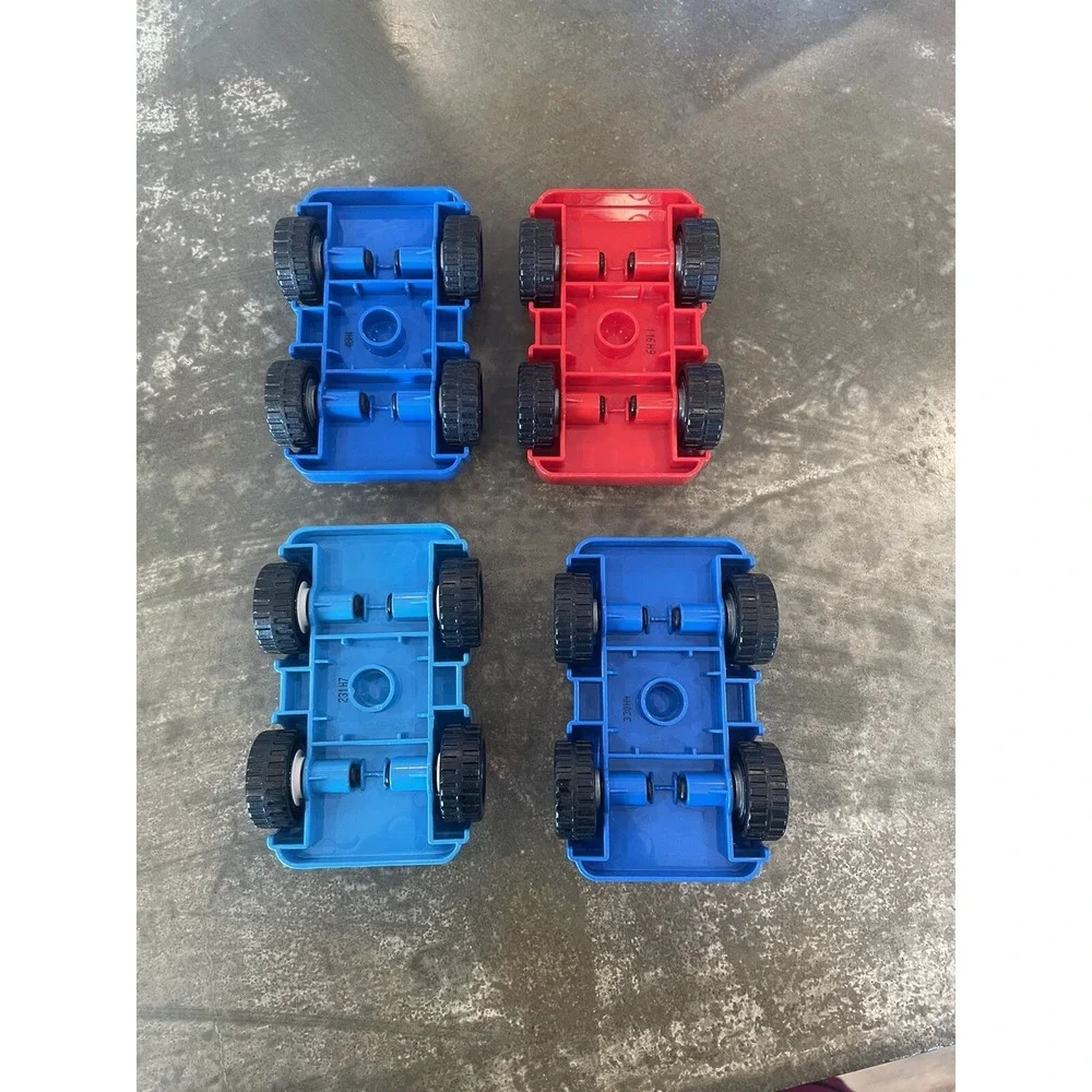 LEGO Duplo 4pc Car Base Set Red Blue Teal Vehicle Chassis Wheels 2x4 6395 4914